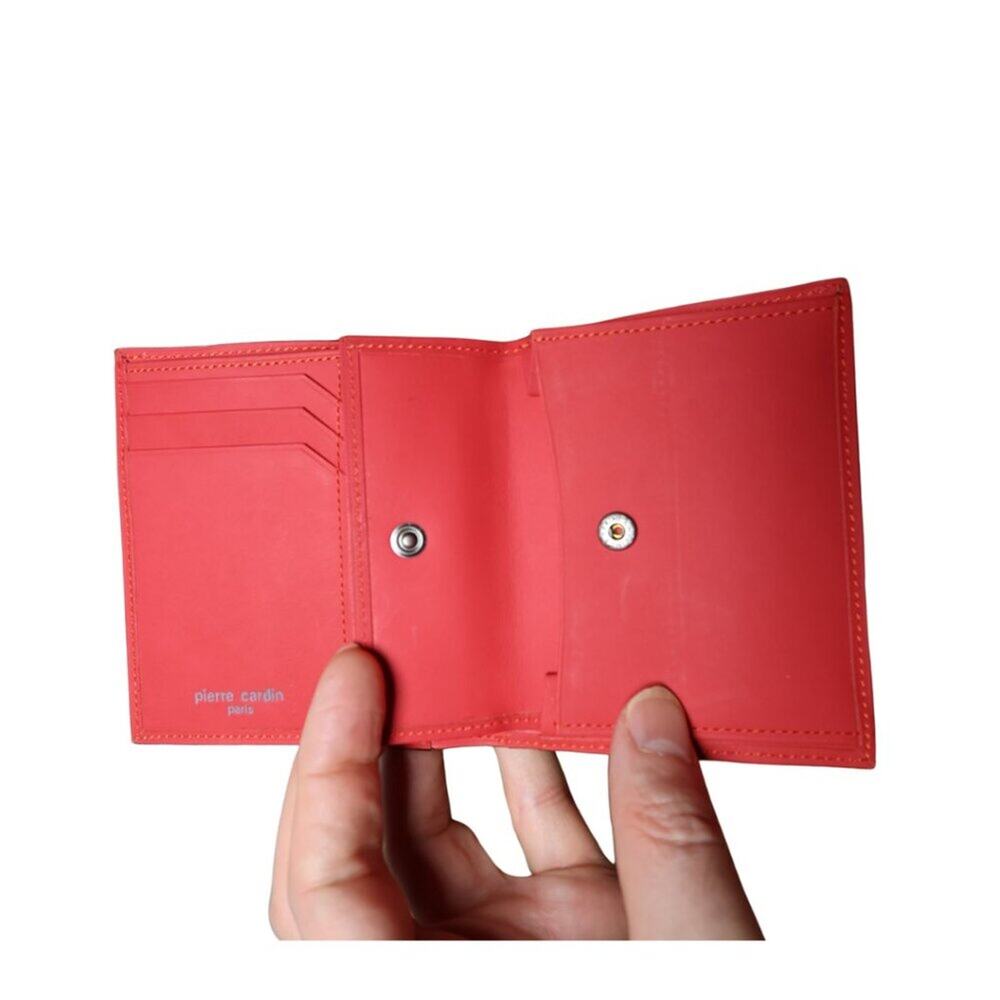 Pierre Cardin Scarlet Red Wallet Bifold 3 Card Slots & Coin Pocket Preppy French - Picture 5 of 10